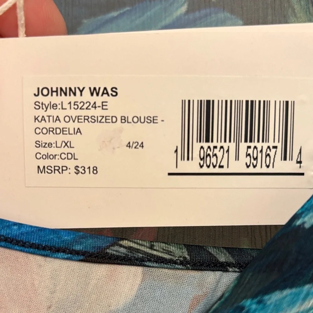Johnny Was Blue and Pink Floral Sheer Blouse. New. Never worn. - Picture 4 of 9